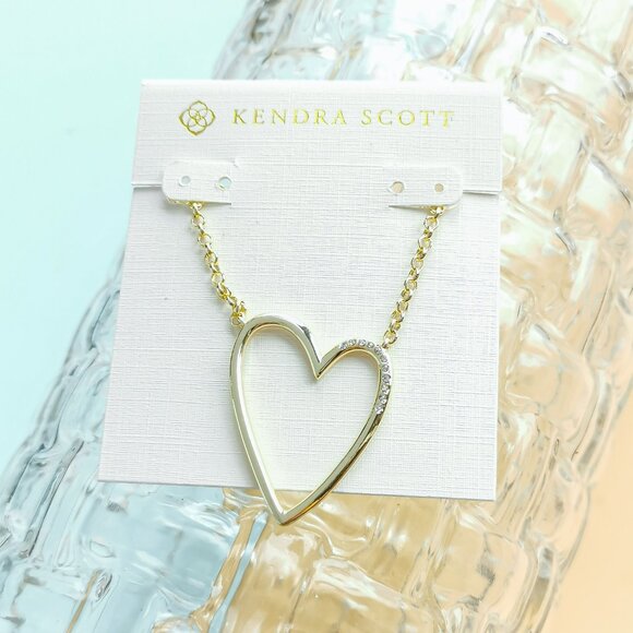 Kendra Scott Pendant Necklace - Ansley Heart - Gold - Picture 1 of 3